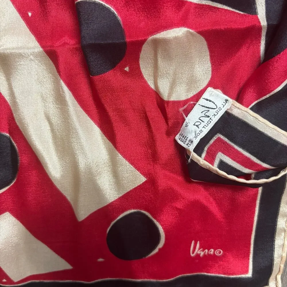 Uena Vintage Silk 80s Scarf Black Multicolor‎ made in japan